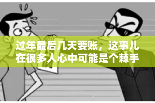 过年最后几天要账，这事儿在很多人心中可能是个棘手的问题。毕竟，春节临近，家家户户都在忙着准备团圆饭，谁也不想在这个时候被债务问题打扰。但现实是，有些账务问题不得不在这个时候解决。今天，我就来和大家聊聊这个话题，希望能给大家带来一些帮助。