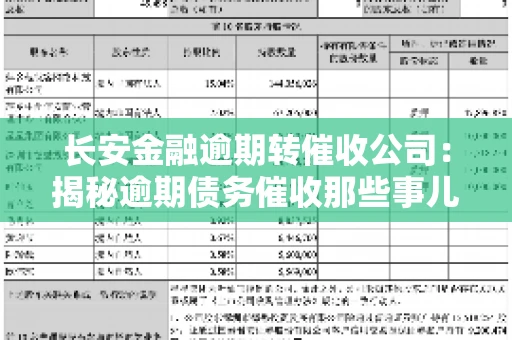 长安金融逾期转催收公司：揭秘逾期债务催收那些事儿