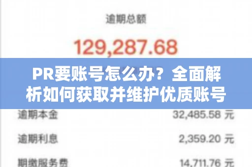 PR要账号怎么办？全面解析如何获取并维护优质账号